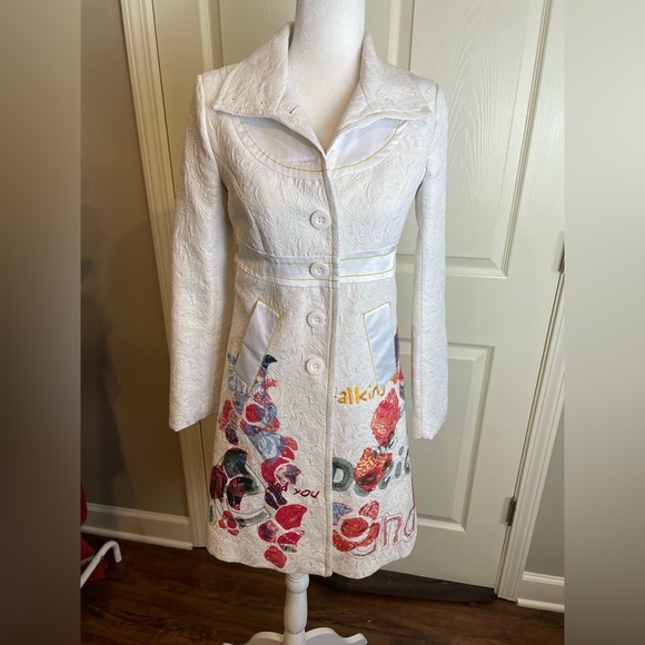 Desigual Jackets & Blazers - Desigual Embroidered trench coat with Colorful Graphic Design small